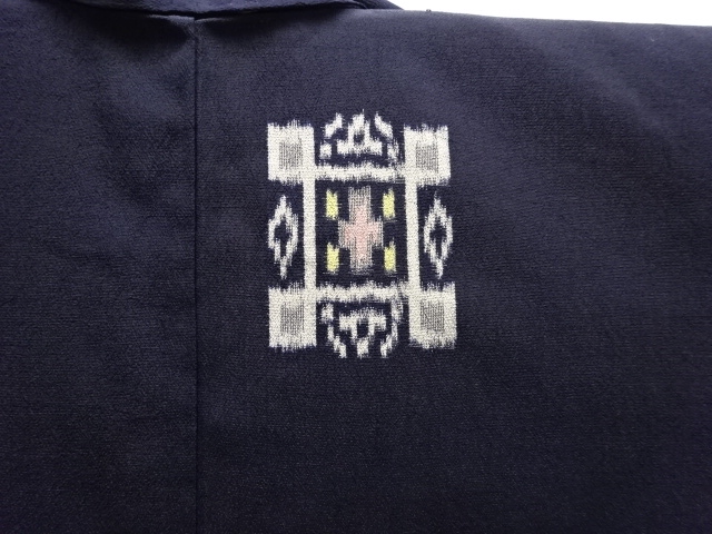  大正ロマン　幾何学模様織り出しお召着物